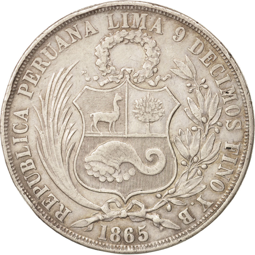 Peru, SOUTH PERU, Sol, 1865, Lima, Silver, KM:196.1