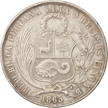 Peru, SOUTH PERU, Sol, 1865, Lima, Silver, KM:196.1