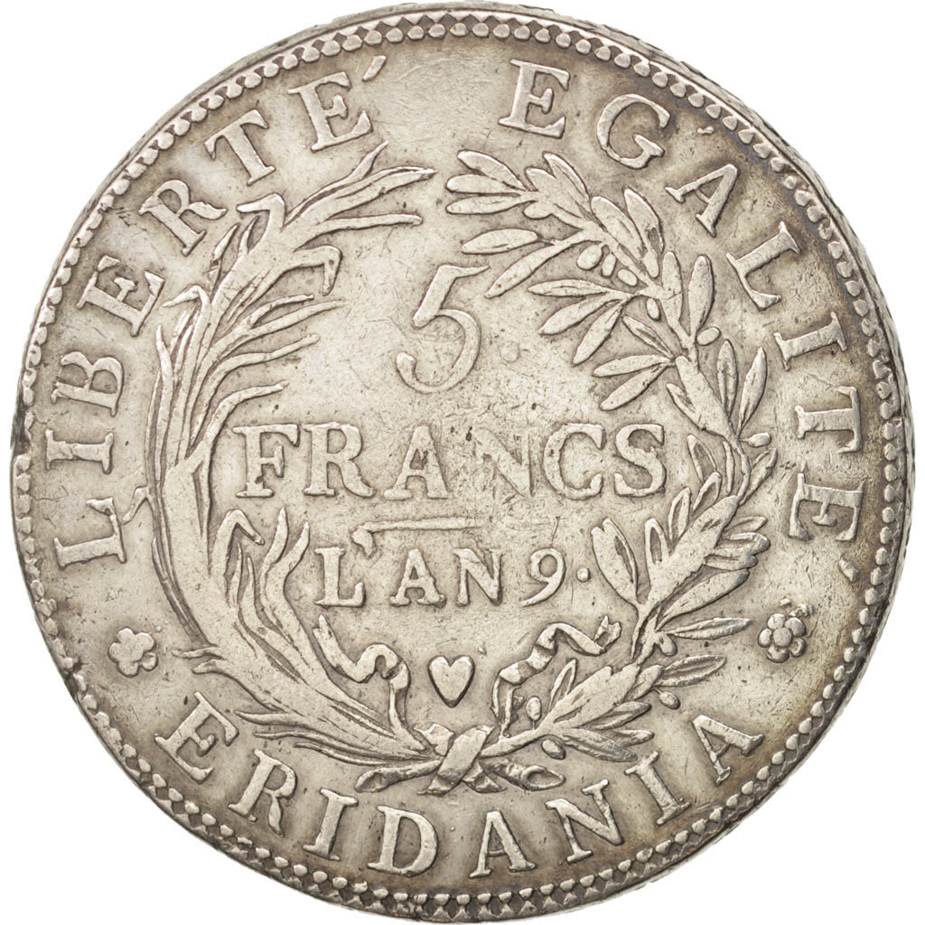 Coin, ITALIAN STATES, PIEDMONT REPUBLIC, 5 Francs, 1800, VF(30-35), Silver, KM:4