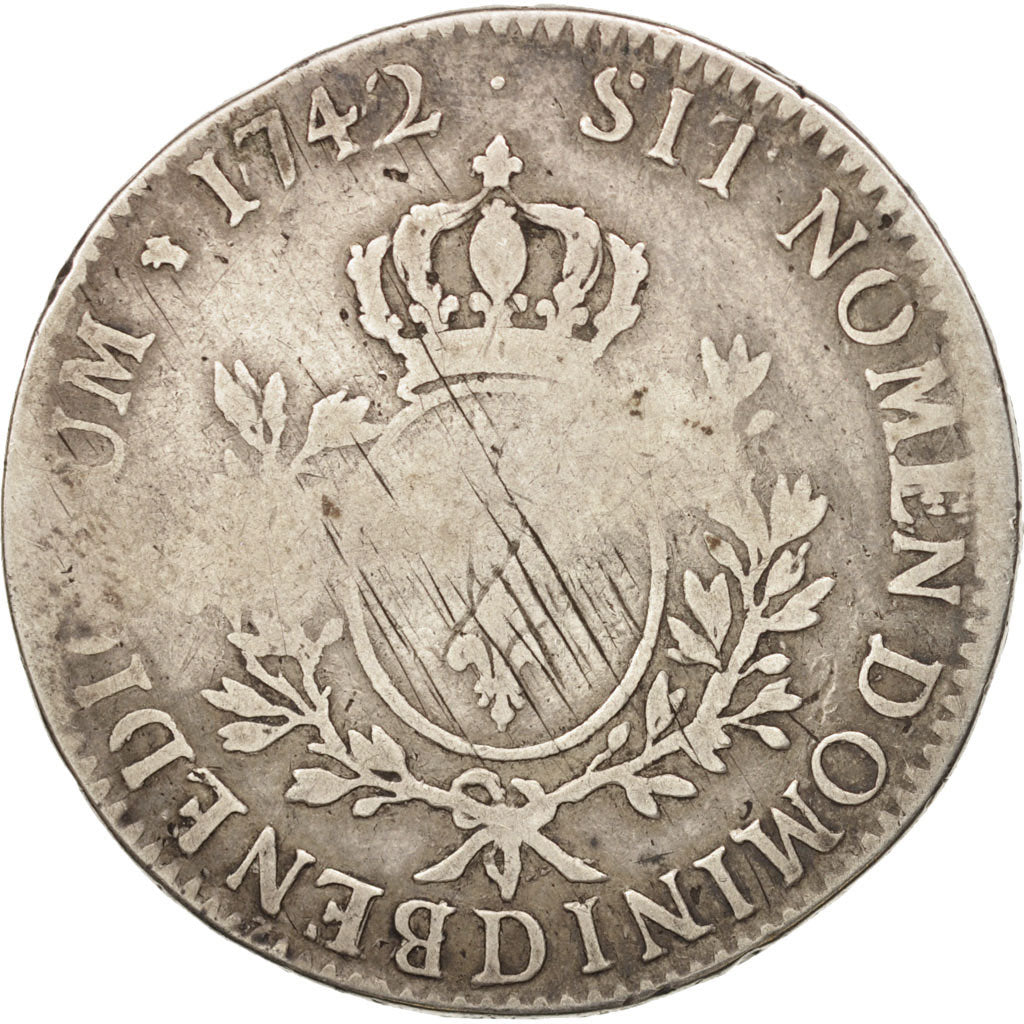 France, Louis XV, Ecu, 1742 D, Lyon, Silver, Gadoury:322