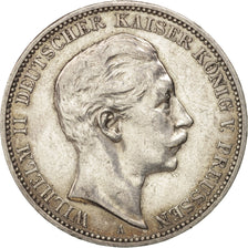 German States, PRUSSIA, Wilhelm II, 3 Mark, 1909, Berlin, Silver, KM:527