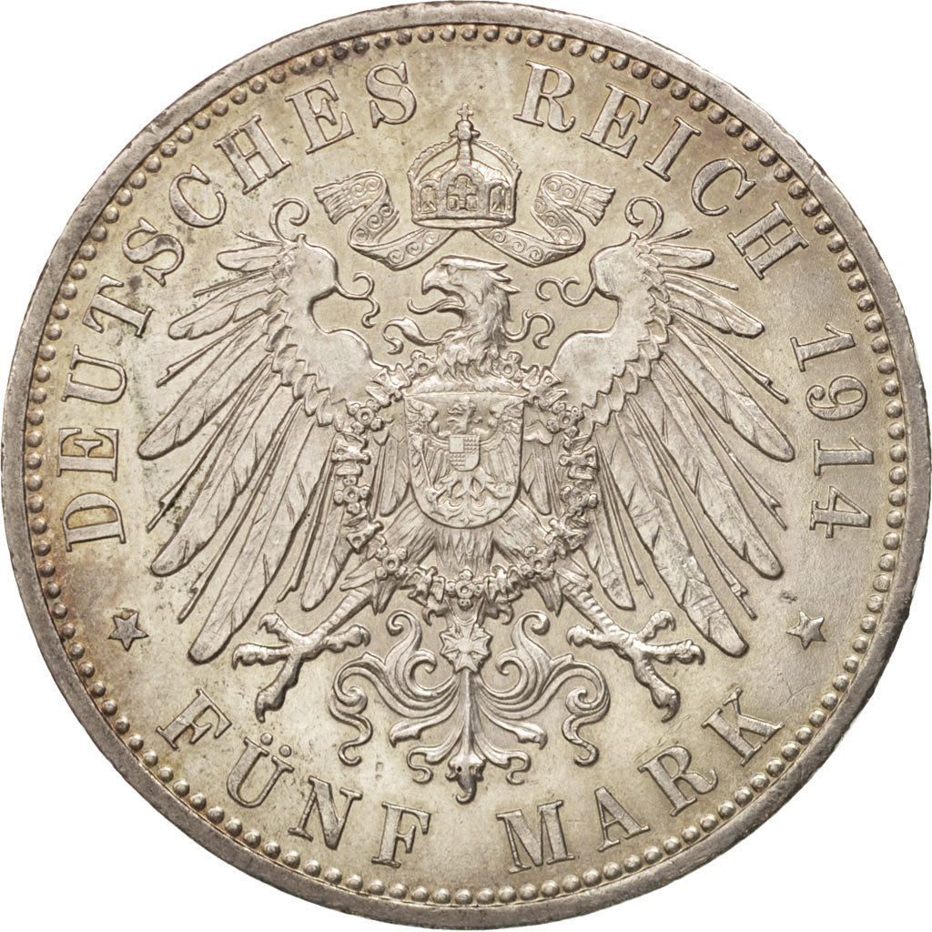 German States, PRUSSIA, Wilhelm II, 5 Mark, 1914, Berlin, Silver, KM:536
