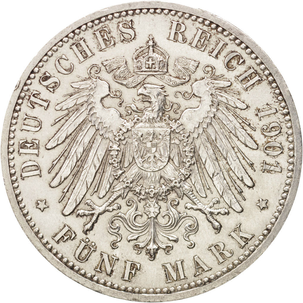 Coin, German States, PRUSSIA, Wilhelm II, 5 Mark, 1901, Berlin, AU(50-53)