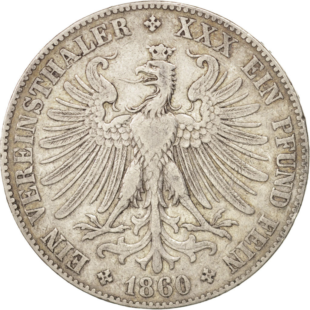 German States, FRANKFURT AM MAIN, Thaler, 1860, Frankfurt, Silver, KM:360