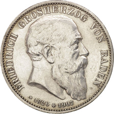Moneda, Estados alemanes, BADEN, Friedrich I, 5 Mark, 1907, EBC, Plata, KM:279