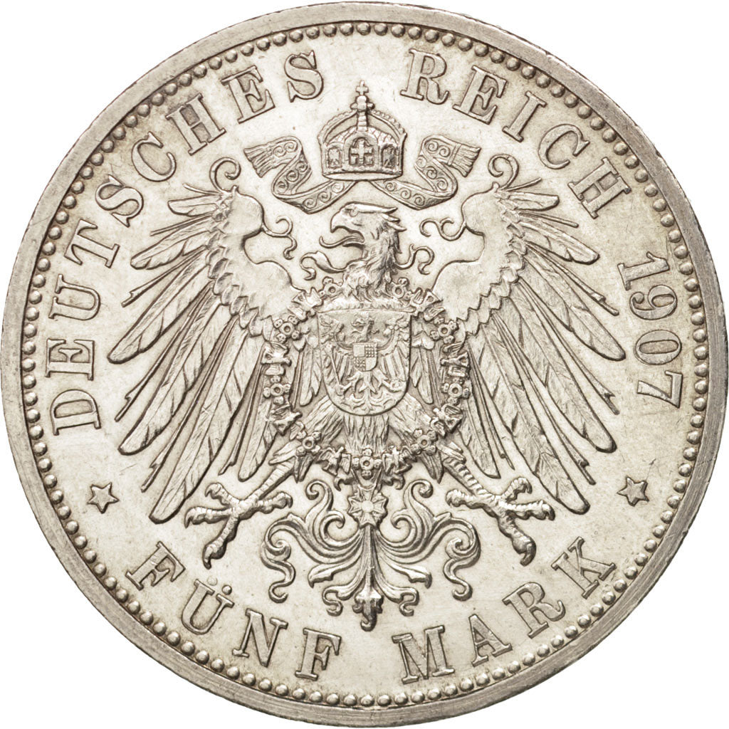 Monnaie, Etats allemands, BADEN, Friedrich I, 5 Mark, 1907, SUP, Argent, KM:279