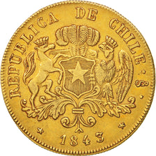 Chili, 8 Escudos, 1843, Or, KM:104.1