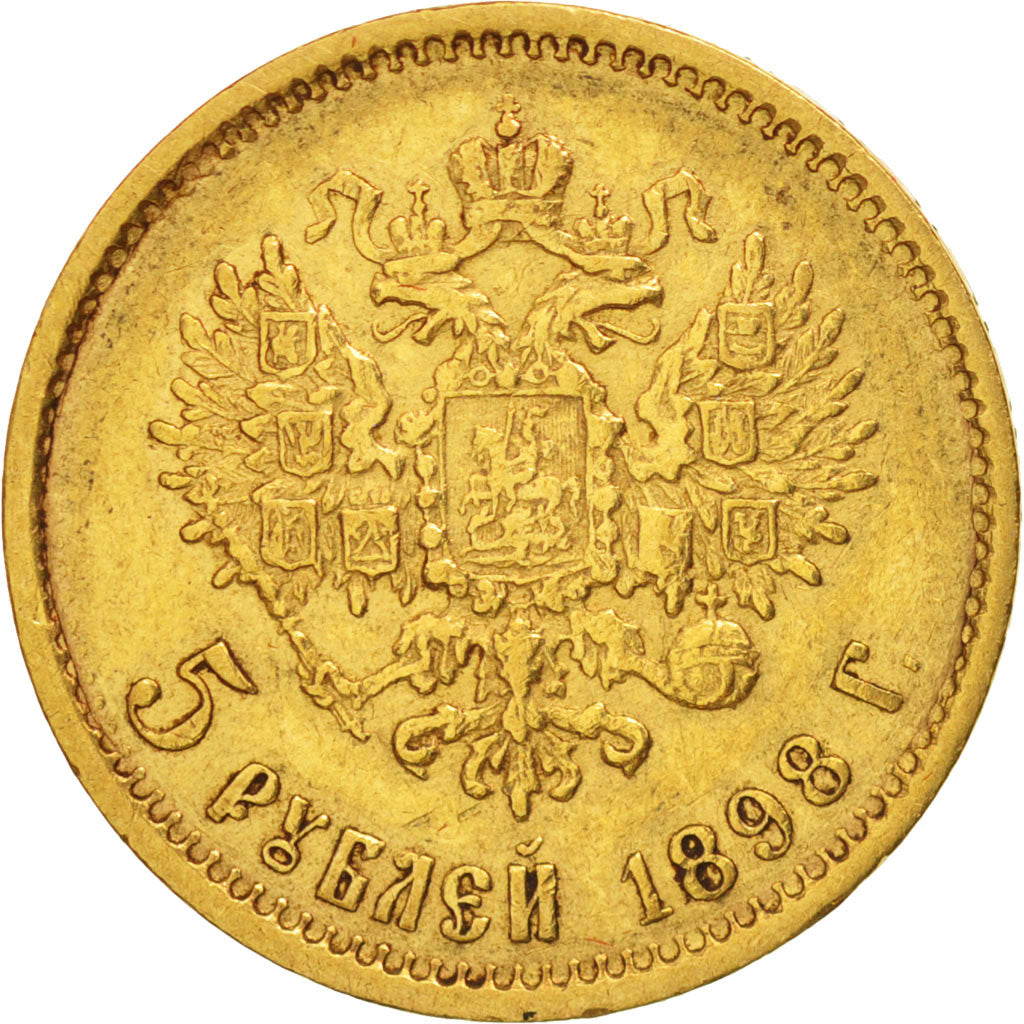 Russia, Nicholas II, 5 Roubles, 1898, St. Petersburg, Gold, KM:62