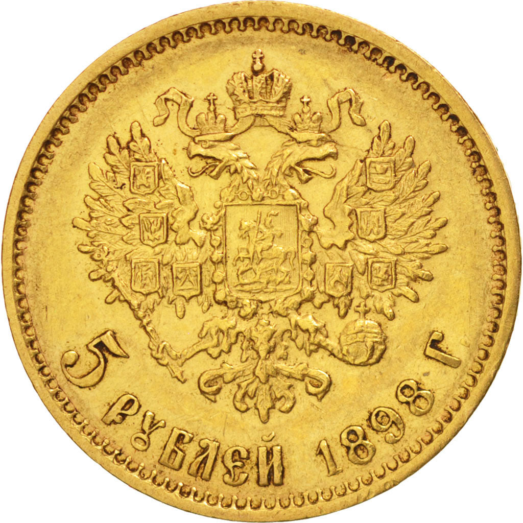 Russia, Nicholas II, 5 Roubles, 1898, St. Petersburg, Gold, KM:62