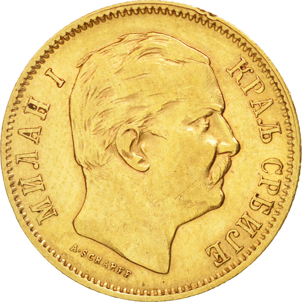Serbia, Milan I, 10 Dinara, 1882, Gold, KM:16