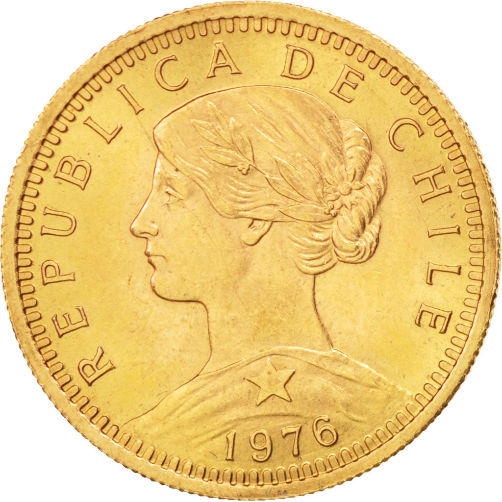 Chile, 20 Pesos, 1976, Gold, KM:188