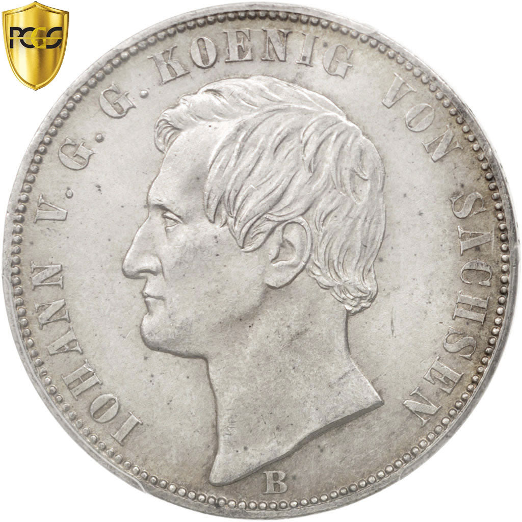 German States, SAXONY-ALBERTINE, Thaler, 1869-B, PCGS MS63, KM:1214