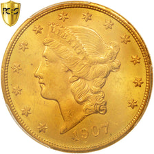 United States, Liberty Head, $20, Double Eagle, 1907, PCGS MS64, KM:74.3