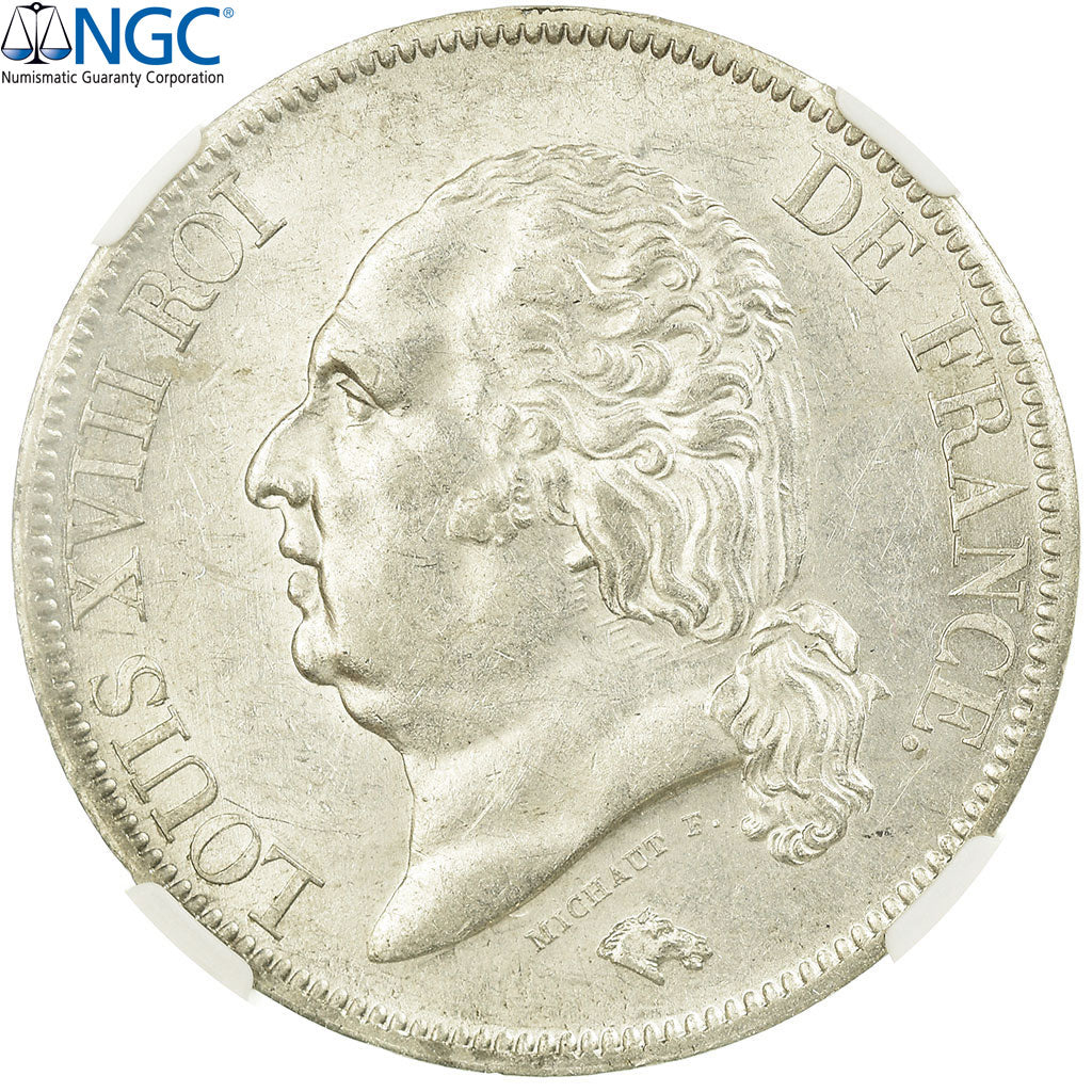 Moneta, Francia, Louis XVIII, Louis XVIII, 5 Francs, 1818, Lille, NGC, MS61