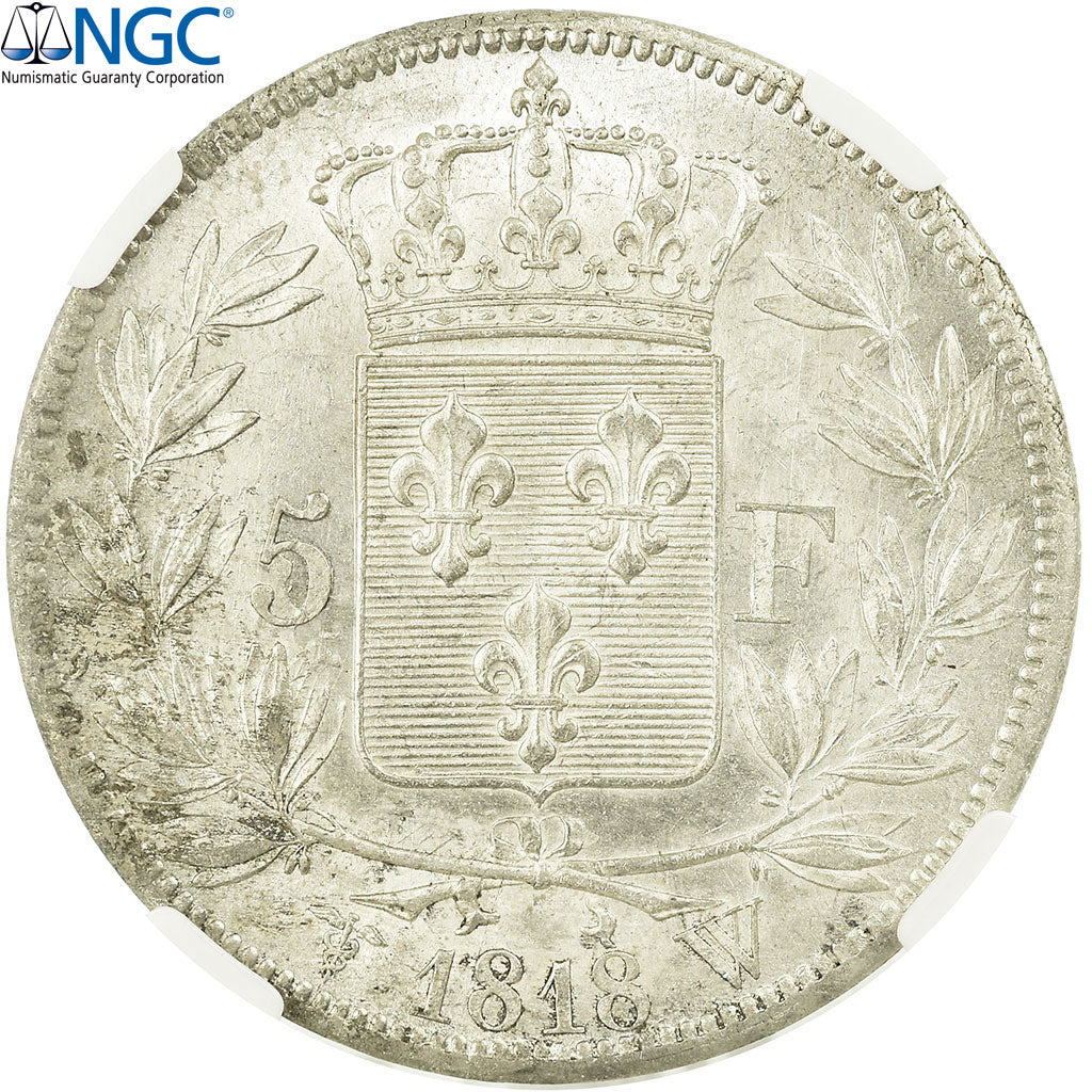 Moneta, Francia, Louis XVIII, Louis XVIII, 5 Francs, 1818, Lille, NGC, MS61