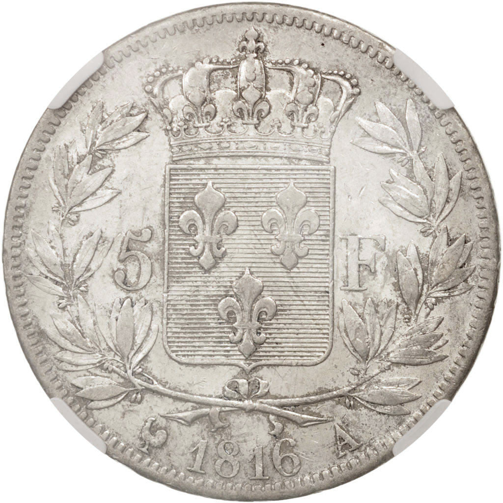 Munten, Frankrijk, Louis XVIII, Louis XVIII, 5 Francs, 1816, Paris, NGC, XF45