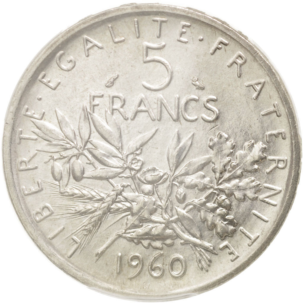France, Semeuse, 5 Francs, 1960, Silver, PCGS MS63, KM:926