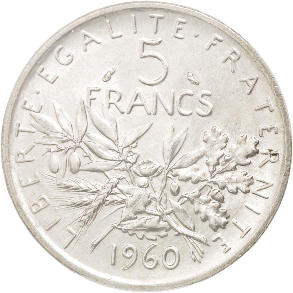 France, Semeuse, 5 Francs, 1960, Silver, PCGS MS65, KM:926