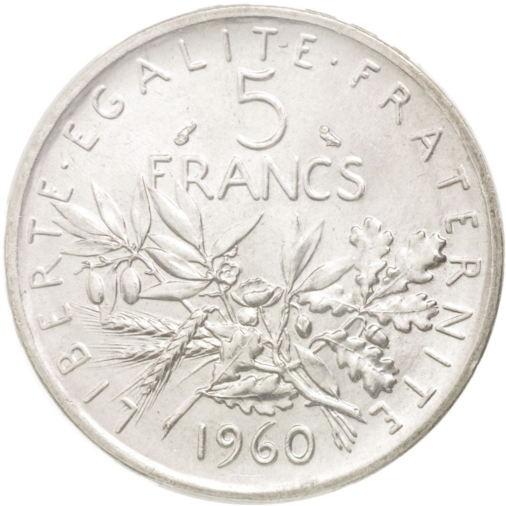France, Semeuse, 5 Francs, 1960, Silver, PCGS MS66, KM:926