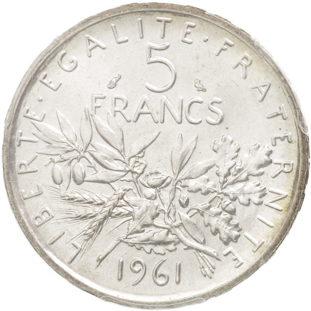 Coin, France, Semeuse, 5 Francs, 1961, Paris, PCGS, MS64, MS(64), Silver