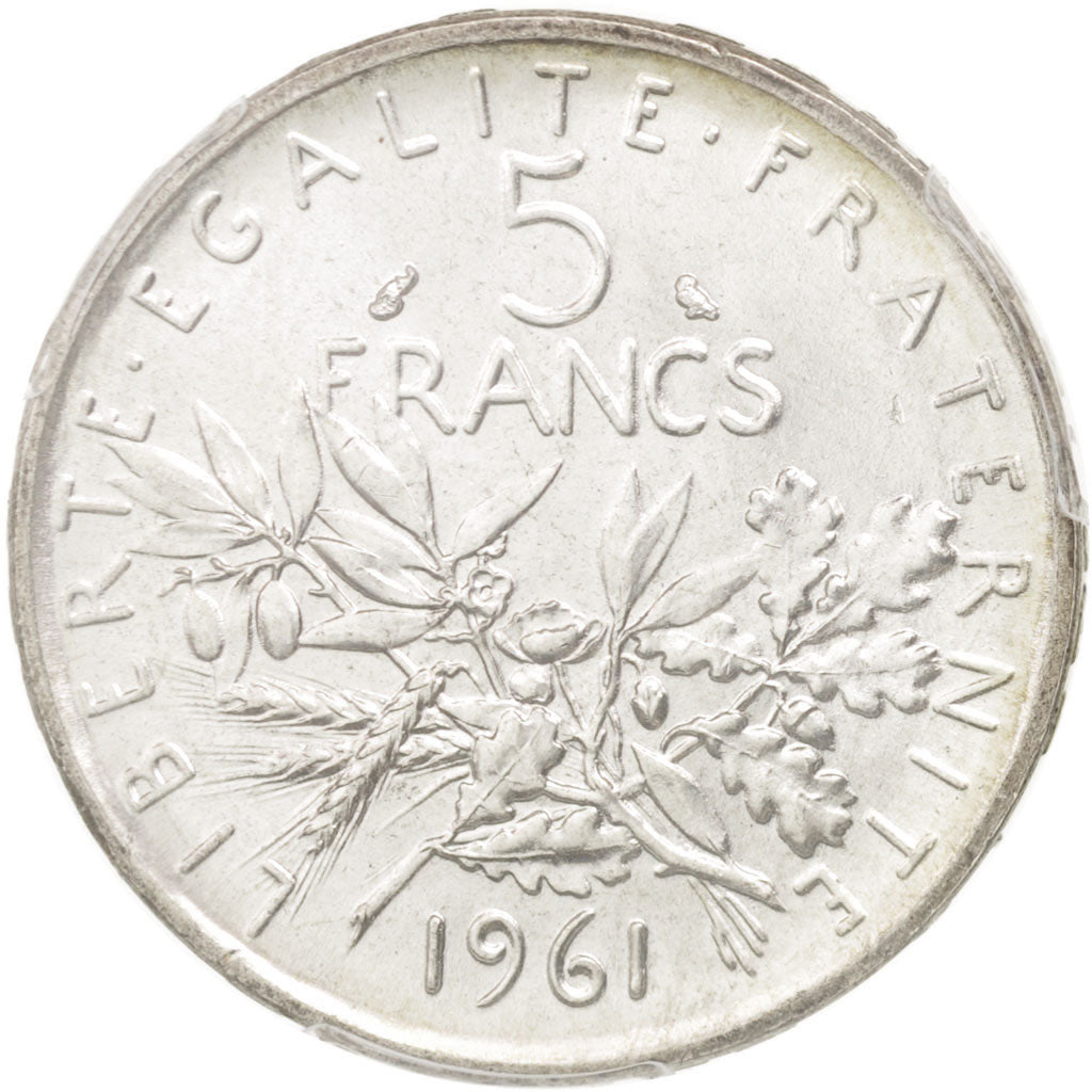 France, Semeuse, 5 Francs, 1961, Silver, PCGS MS65, KM:926