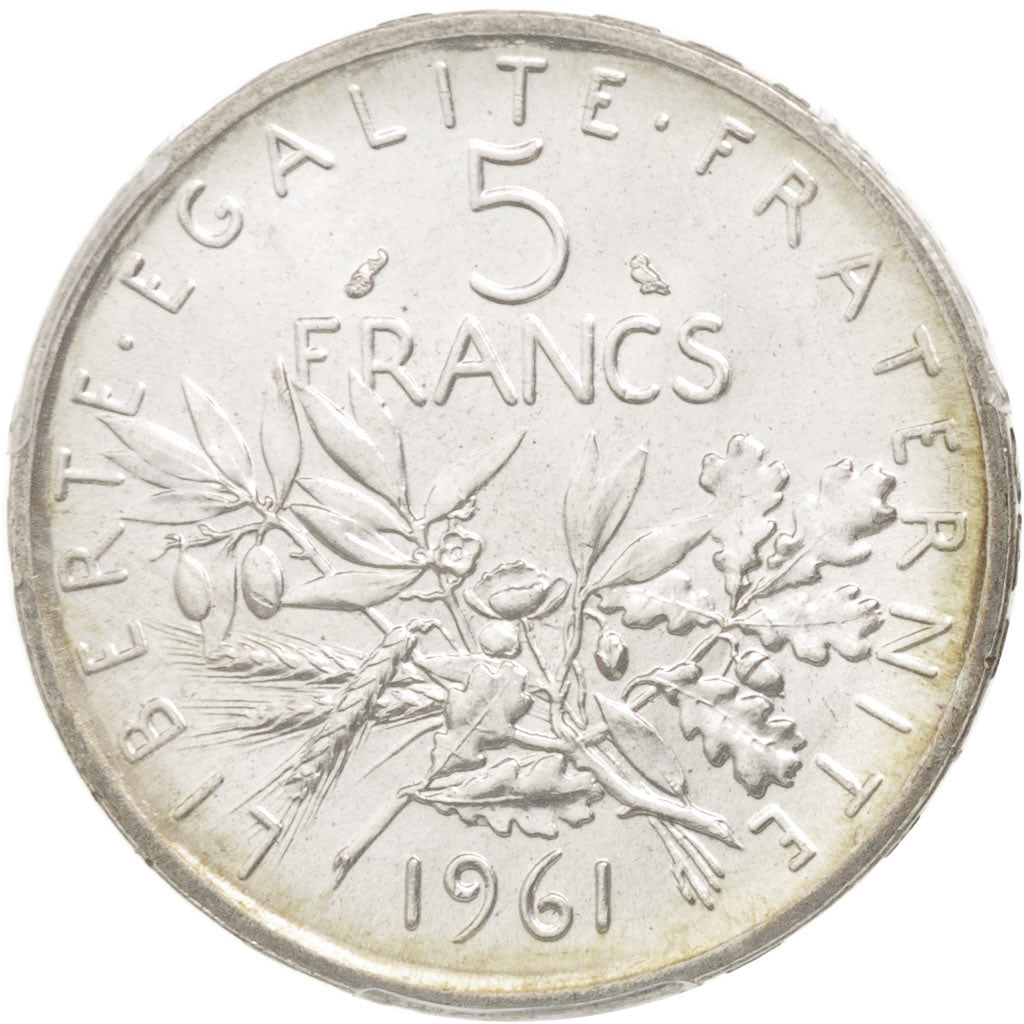 France, Semeuse, 5 Francs, 1961, Silver, PCGS MS66, KM:926