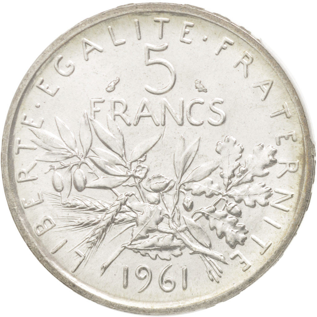 France, Semeuse, 5 Francs, 1961, Silver, PCGS MS66, KM:926
