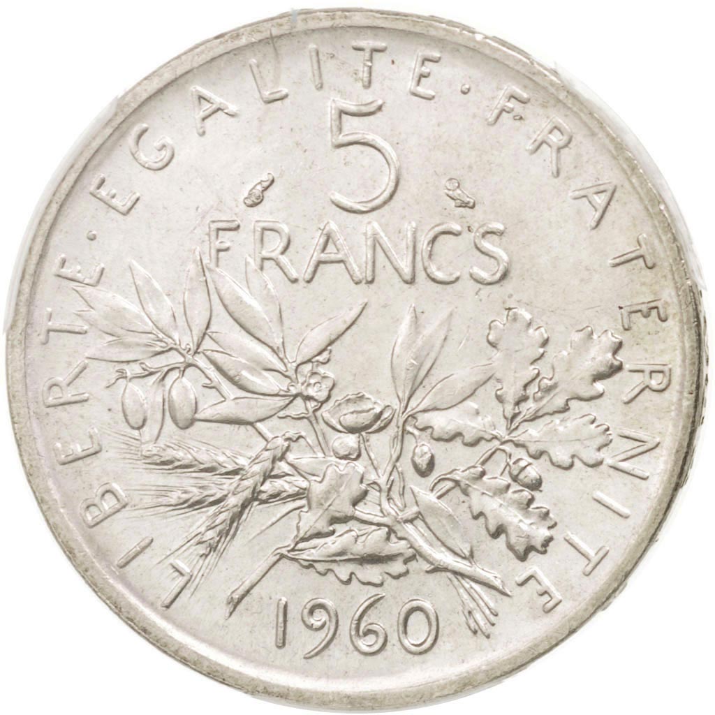 France, Semeuse, 5 Francs, 1960, Silver, PCGS MS65, KM:926