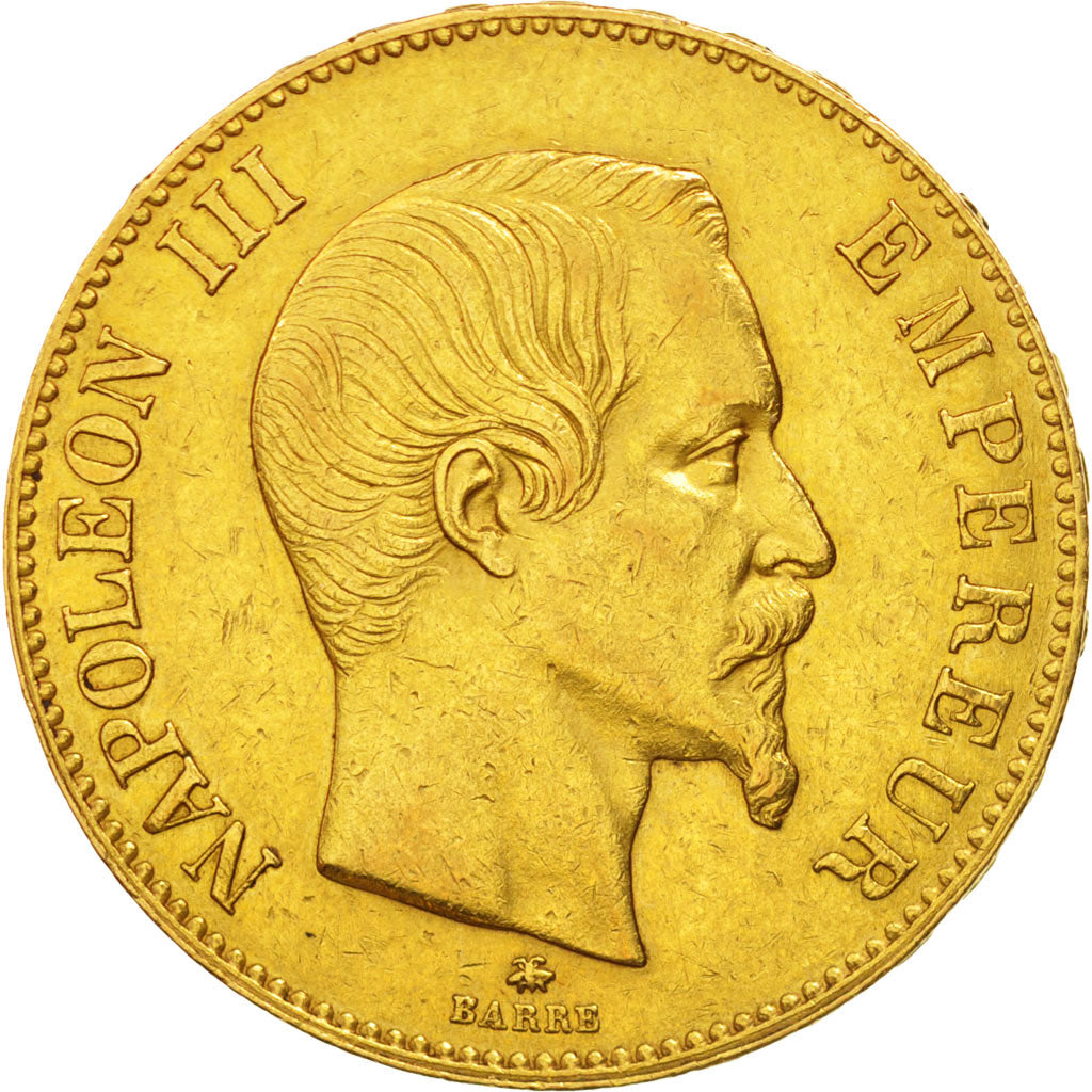France, Napoleon III, 100 Francs or, 1859 BB, Strasbourg, KM:786.2