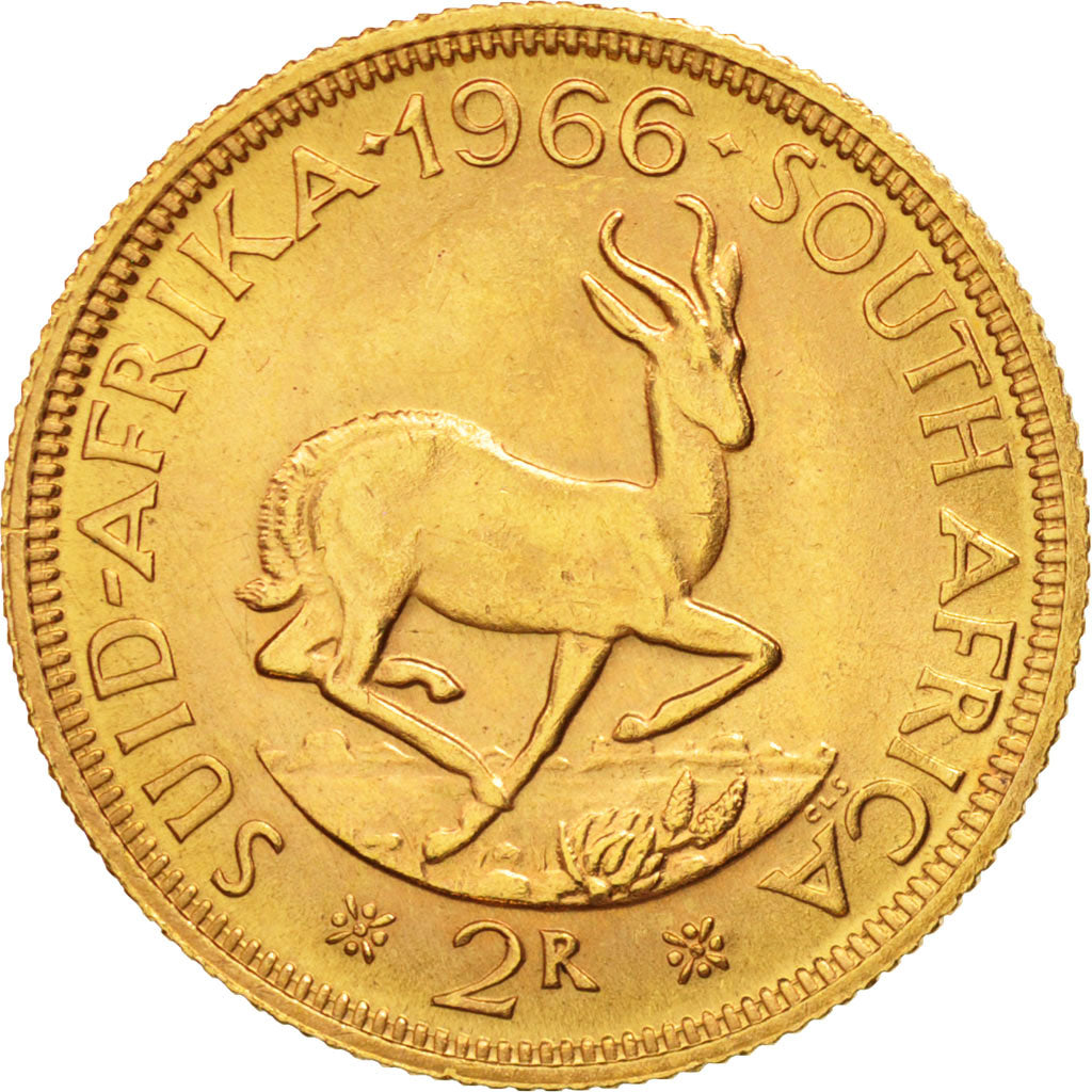 South Africa, Jan Van Riebeeck, 2 Rand, 1966, Gold, KM:64