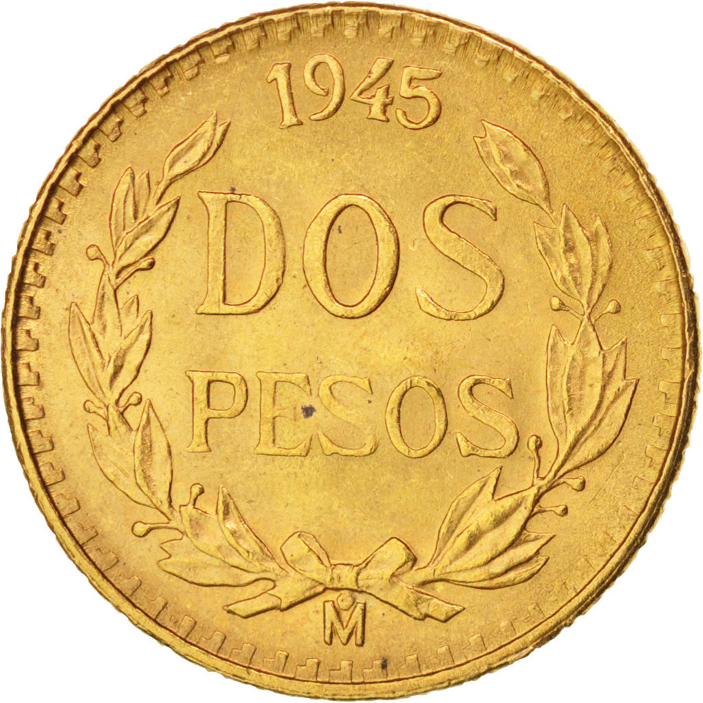 Mexico, 2 Pesos, 1945, Mexico City, Gold, KM:461