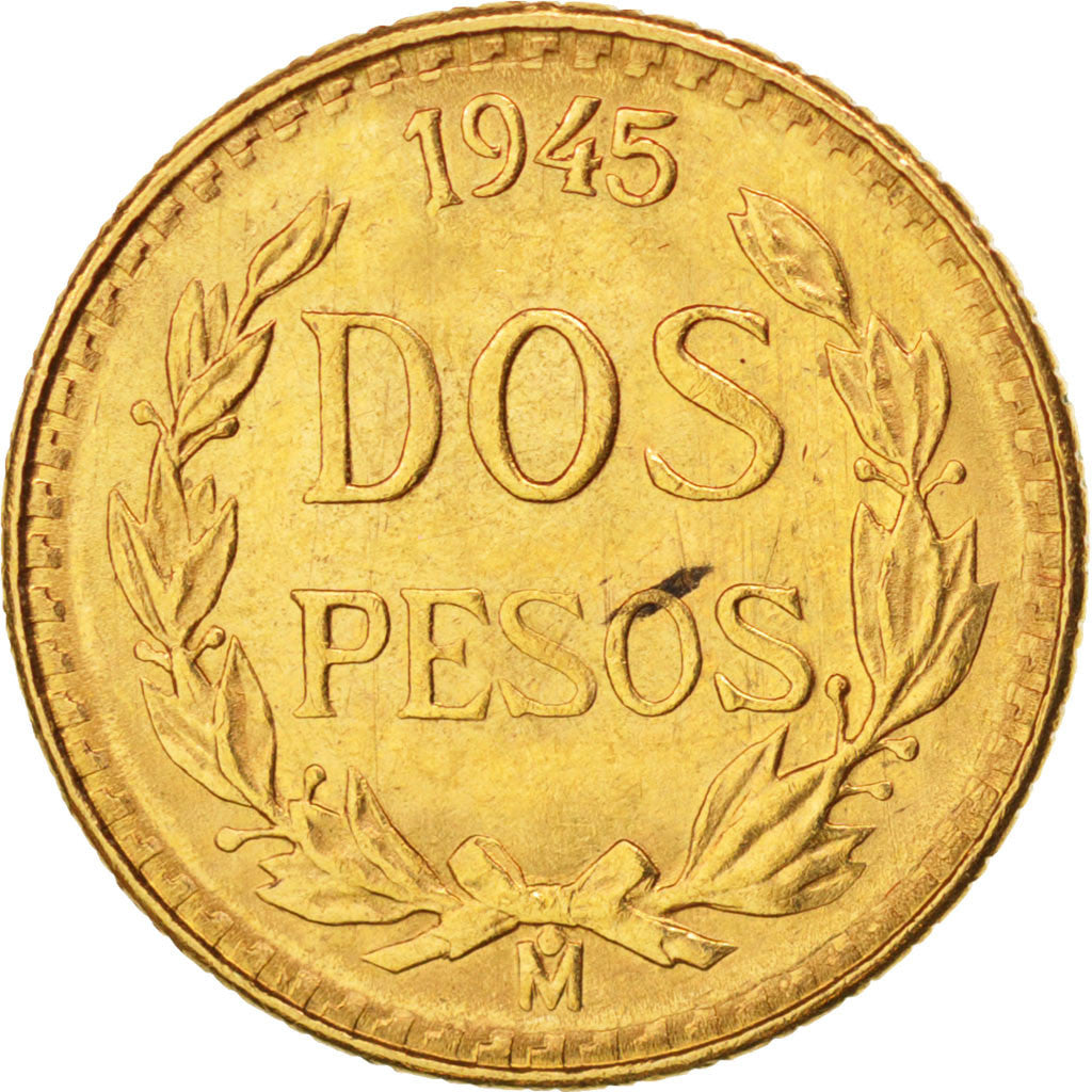 Mexico, 2 Pesos, 1945, Mexico City, Gold, KM:461
