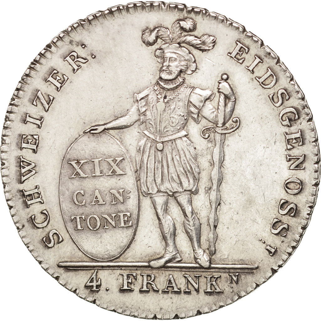 SUISSE, APPENZELL, 4 Franken, 1812, Argent, KM:9