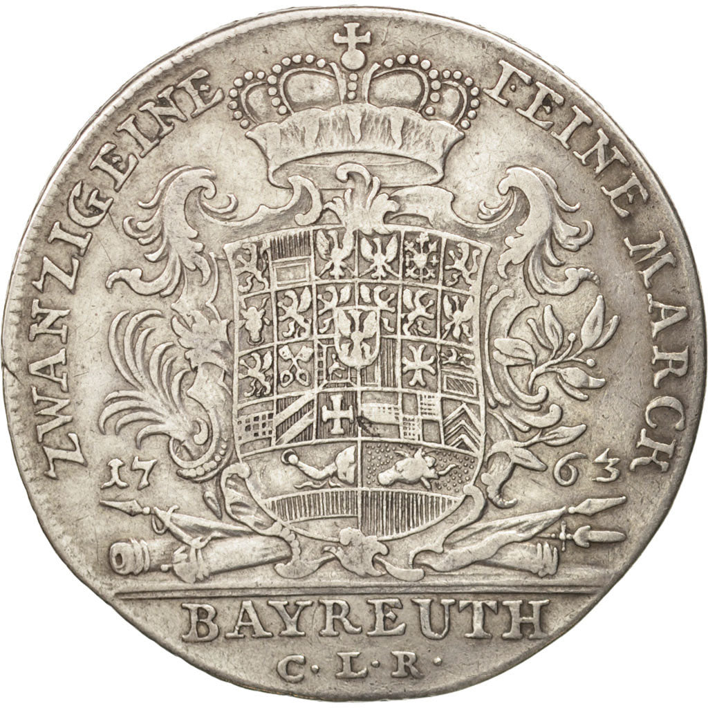 German States, Bayreuth, Friedrich Christian, 1/2 Thaler, 1763, KM:240