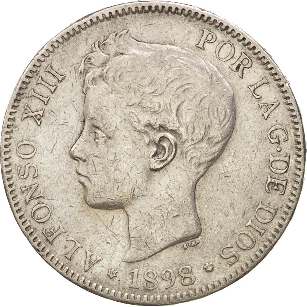 Spain, Alfonso XIII, 5 Pesetas, 1898, Silver, KM:707