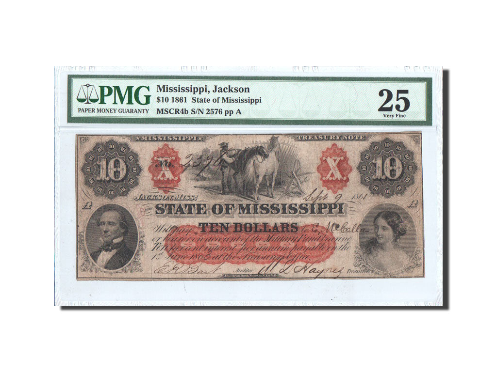 Banconote, Stati Uniti, 10 Dollars, 1861, 1861-9-9, graded, PMG, 6008810-002, MB