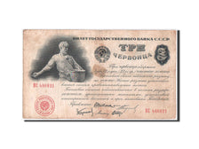 Biljet, Rusland, 3 Chervontsa, 1924, 1924, KM:197a, TB