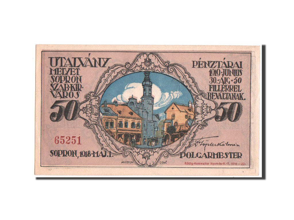 Hungary, Sopron, 50 Fillér, 1918, Pick UNL