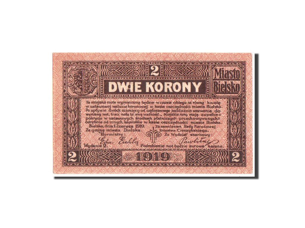 Banconote, Polonia, 2 Kronen, 1919, 1919, SPL