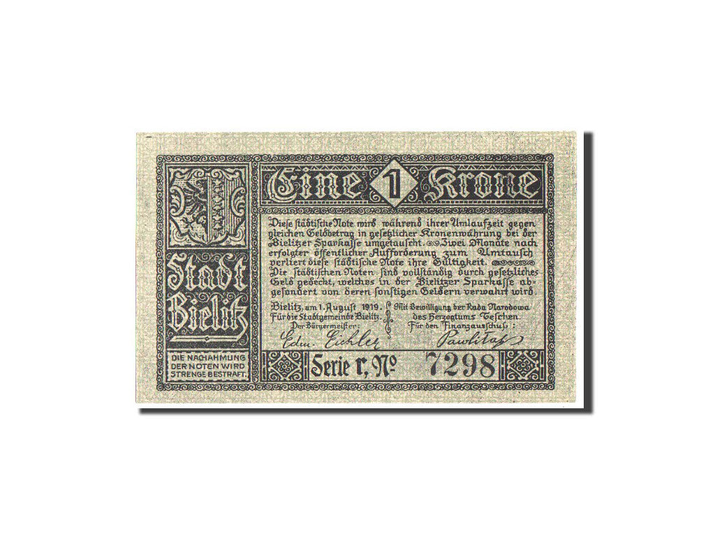 Billete, 1 Krone, 1919, Polonia, 1919, UNC