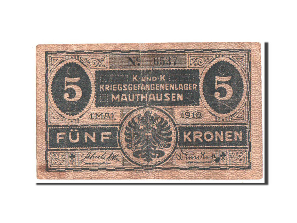 Austria, Mauthausen, Camp Currency, 5 Kronen, 1918, Pick UNL