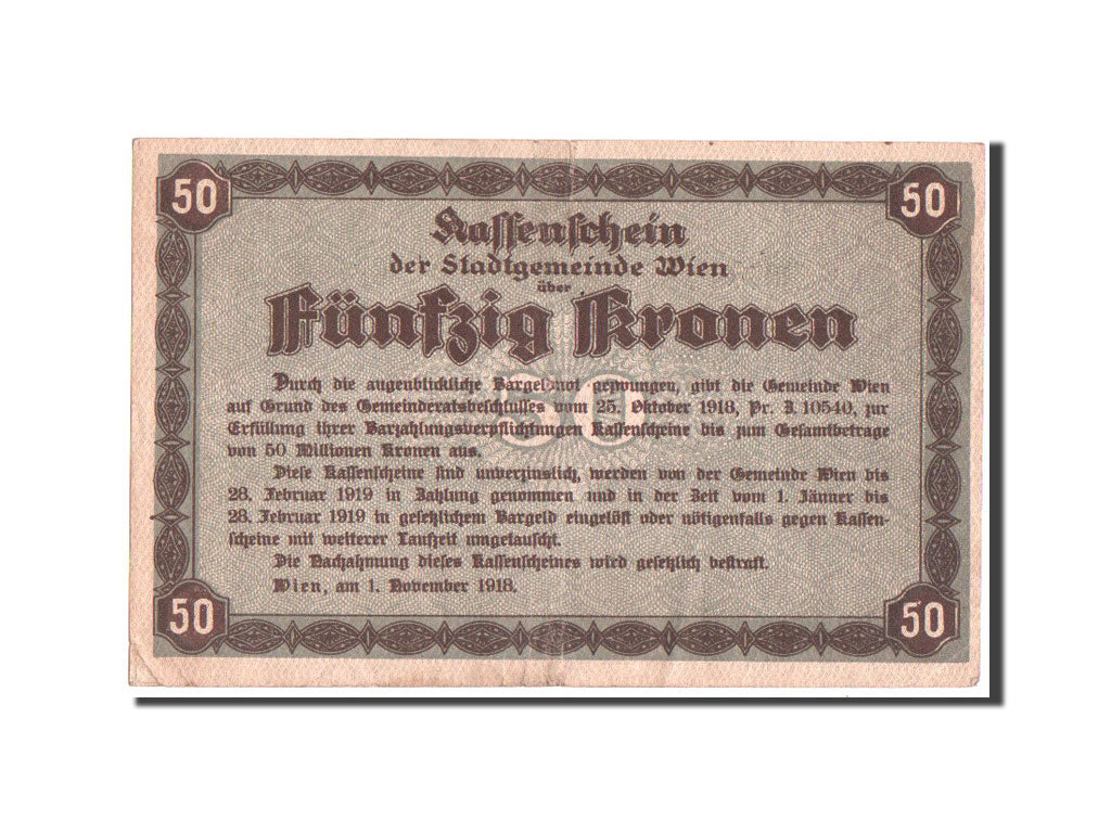 Billete, Austria, Vienna, 50 Kronen, Vienna, 1918, 1918-11-1, BC+