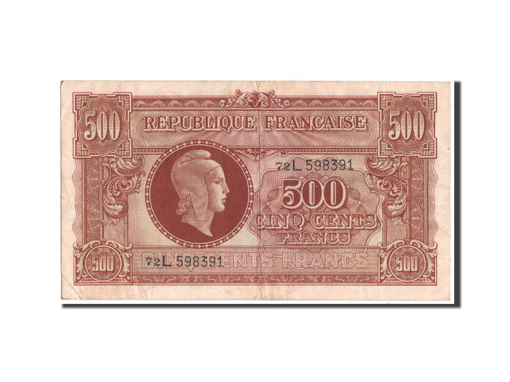France, Treasury, Marianne, 500 Francs, 1945, KM:106