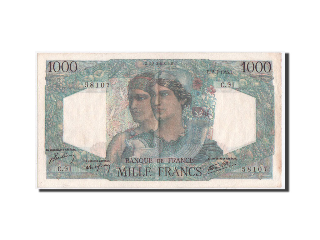 Banconote, Francia, 1000 Francs, 1945, 1945-7-12, BB+, Fayette:41.6, KM:130a
