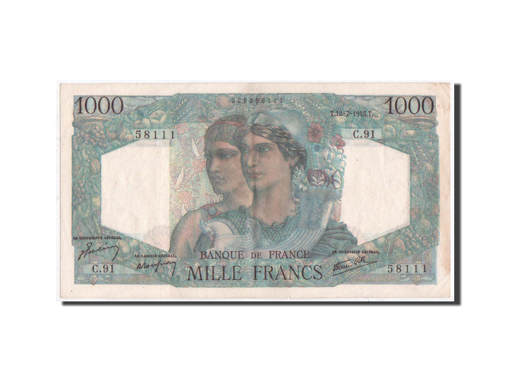 Biljet, Frankrijk, 1000 Francs, 1945, 1945-7-12, TTB+, Fayette:41.6, KM:130a