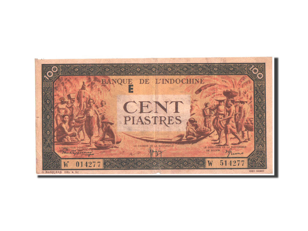 FRENCH INDO-CHINA, 100 Piastres, 1945, Serie E, KM:73