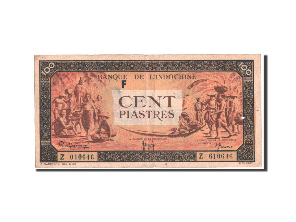 Indochine, 100 Piastres, 1945, Série F, KM:73