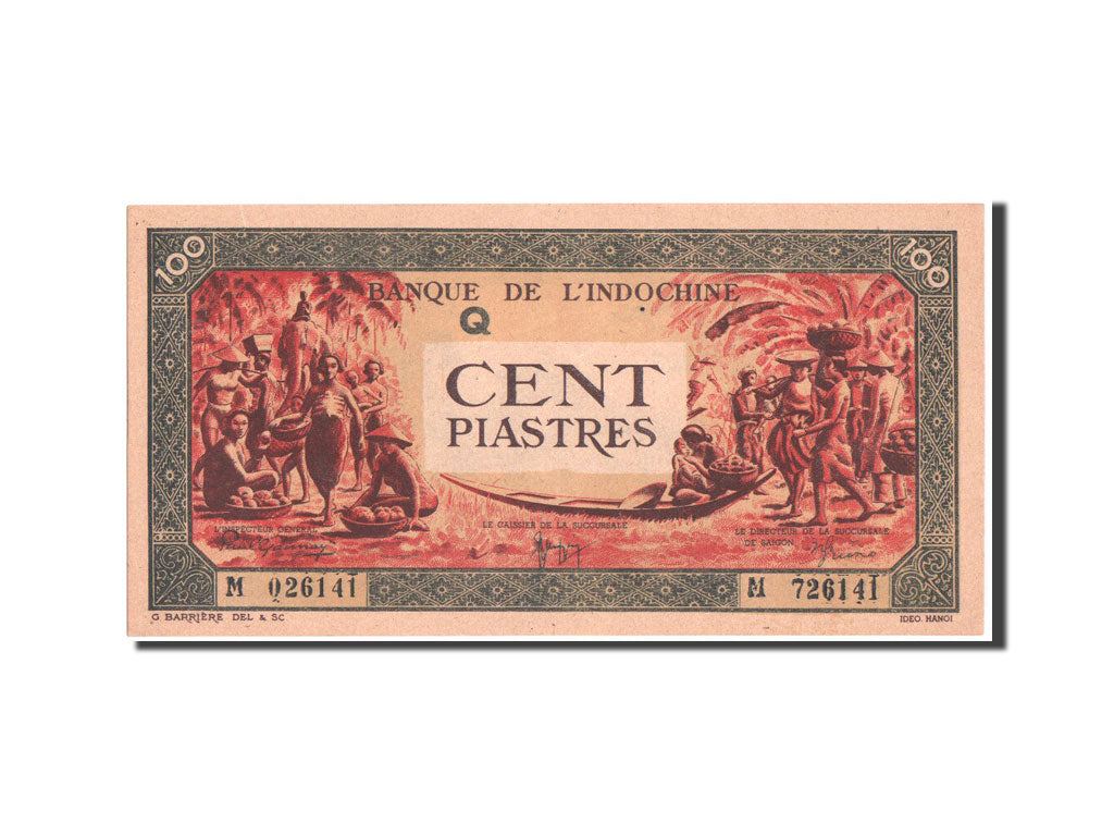 FRENCH INDO-CHINA, 100 Piastres, 1945, Serie Q, KM:73