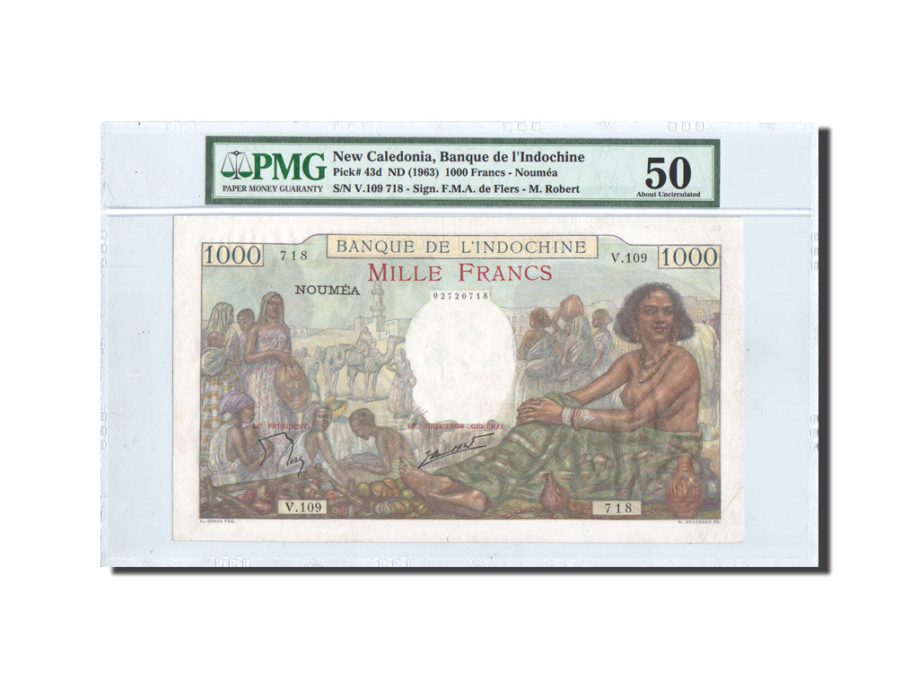 Banknote, New Caledonia, 1000 Francs, 1963, Undated, KM:43d, graded, PMG