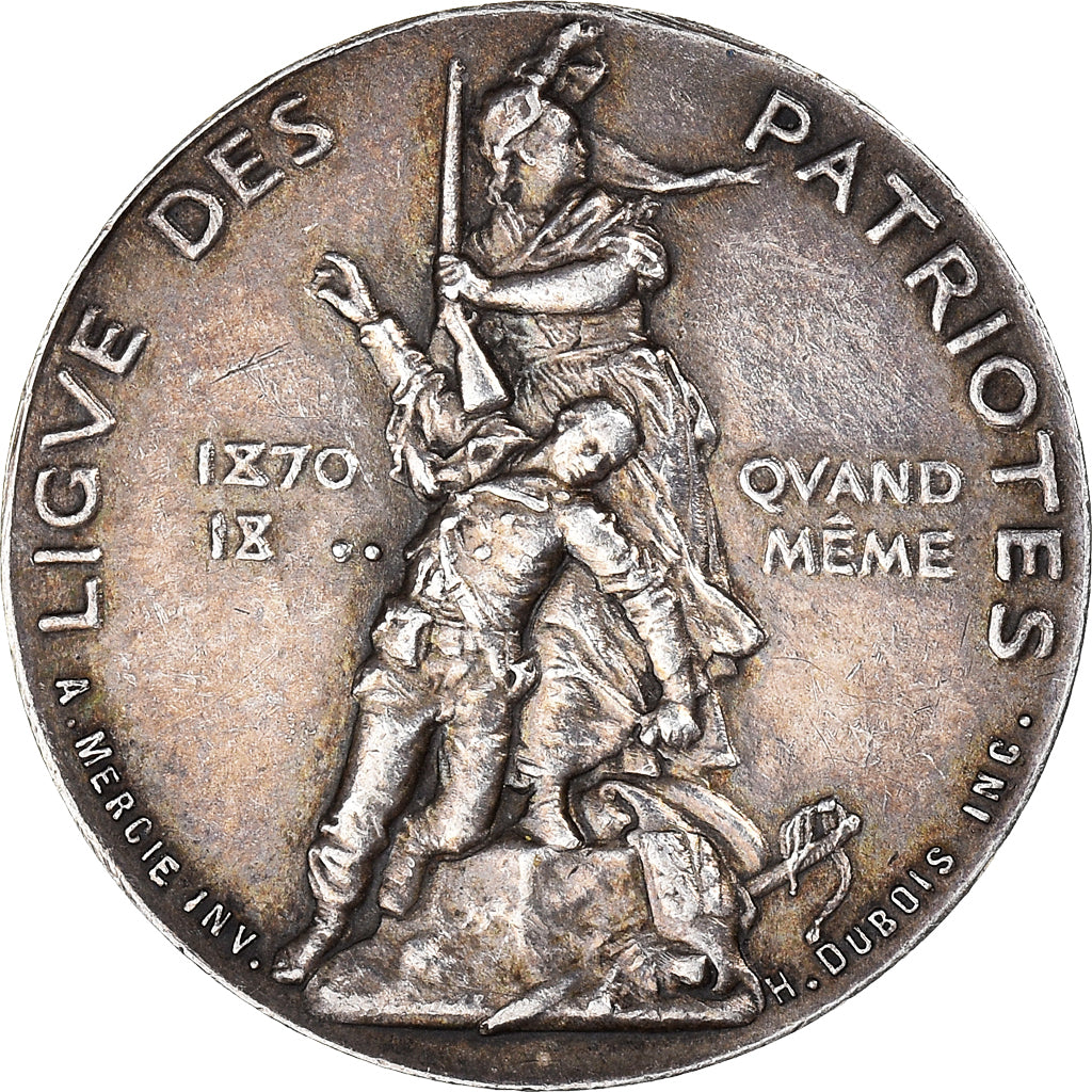 France, Token, Ligue des Patriotes, History, 1882, Mercié, AU(55-58), Silver
